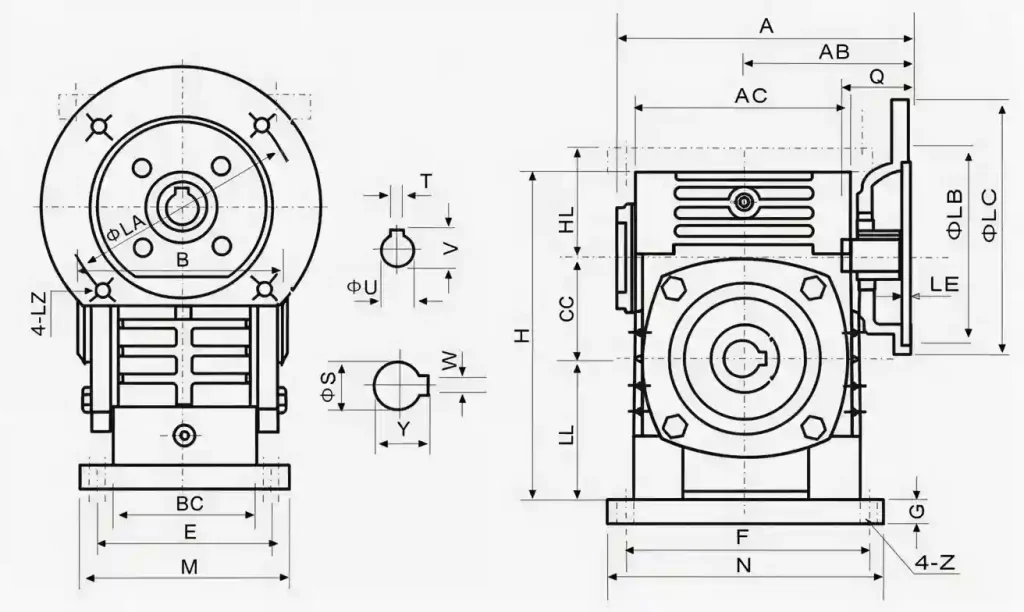 WPWDKS Schneckengetriebe | Getriebe aus Gusseisen WPWDKS Worm Drive Speed Reducer parameter