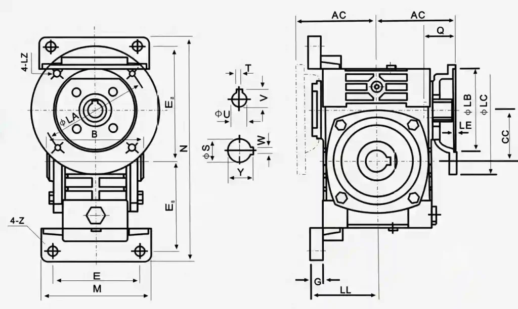 WPWDKT Flange Output Worm Wheel Reducer parameter