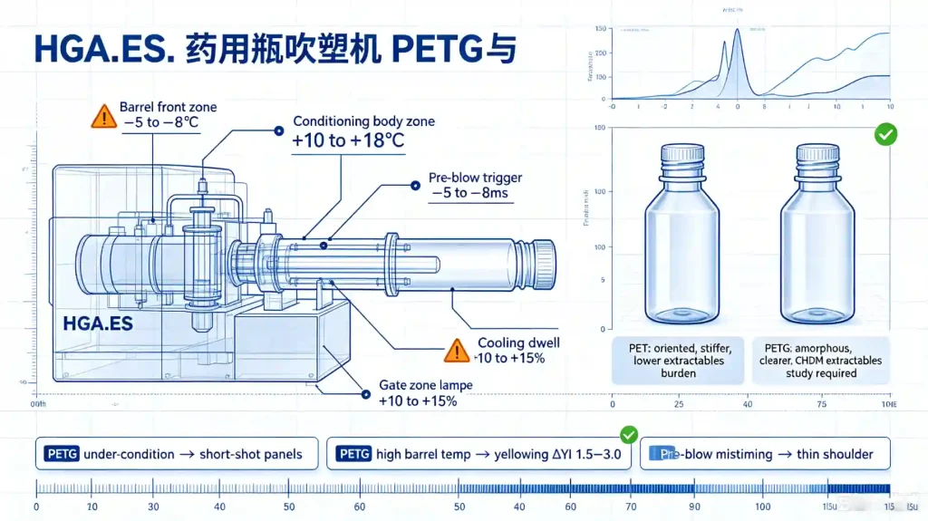 PETG vs HDPE Pharmaceutical Containers: Clarity, Chemical Resistance, and Regulatory Approval Differences in PET and PETG Blow Molding Process Parameters