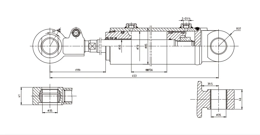 HCYY11112001 forklift tilt cylinder dimensional drawing