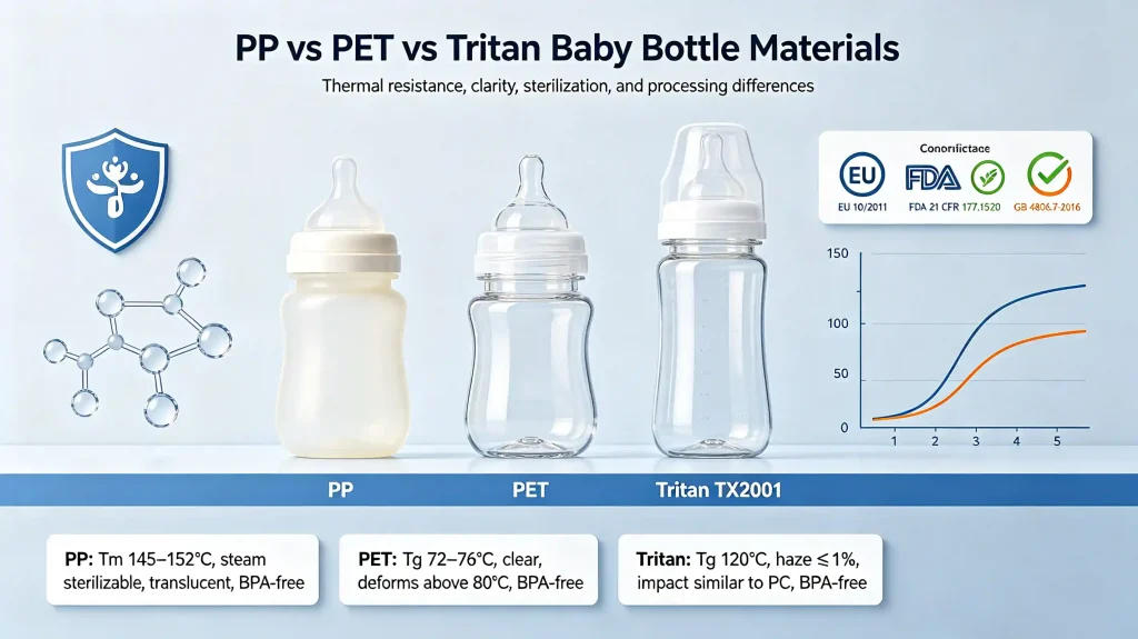 PP vs PET vs Tritan Baby Bottle Materials