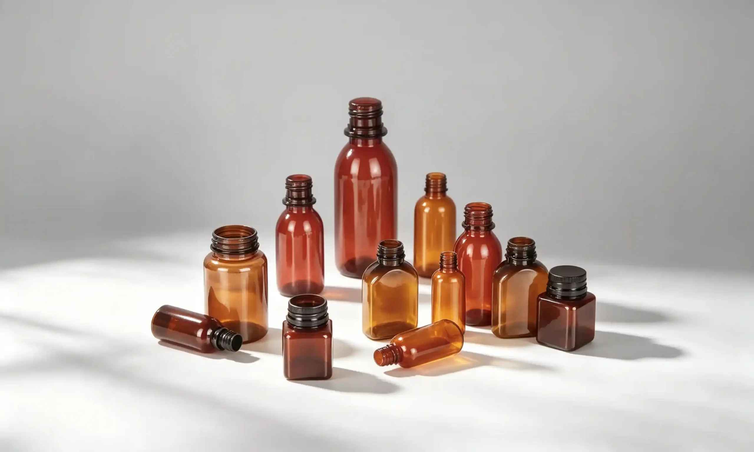 Pharmaceutical PET medicine bottles produced by HGA blow molding machine